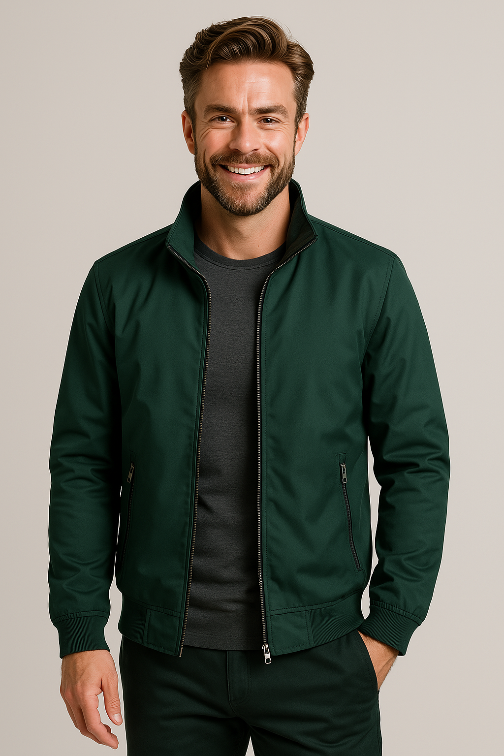 Men’s Windbreaker Jacket – Lightweight Zip-Up Summer Outerwear with High Collar