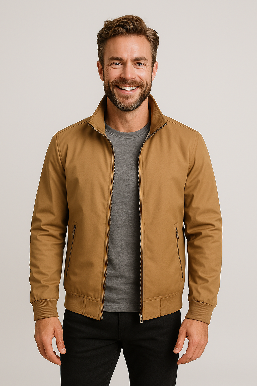 Men’s Windbreaker Jacket – Lightweight Zip-Up Summer Outerwear with High Collar