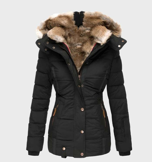 Women’s Slim Fit Winter Jacket with Hood – Water-Repellent & Insulated Coat