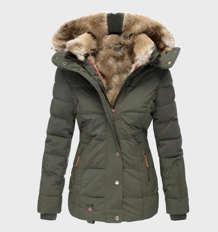 Women’s Slim Fit Winter Jacket with Hood – Water-Repellent & Insulated Coat