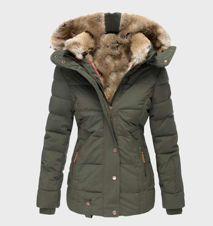 Women’s Slim Fit Winter Jacket with Hood – Water-Repellent & Insulated Coat