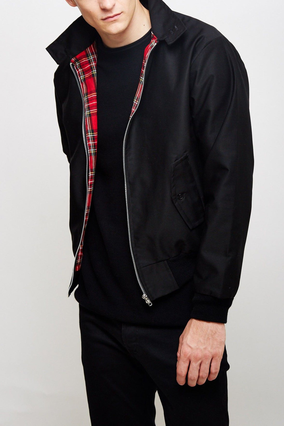 Men’s Harrington Jacket – Classic Zip-Up Casual Coat with Ribbed Cuffs