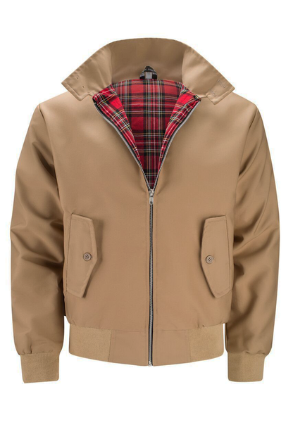 Men’s Harrington Jacket – Classic Zip-Up Casual Coat with Ribbed Cuffs