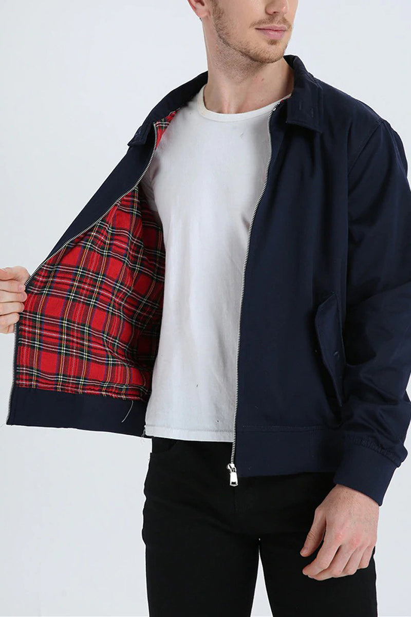 Men’s Harrington Jacket – Classic Zip-Up Casual Coat with Ribbed Cuffs