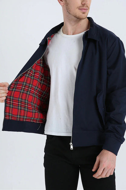 Men’s Harrington Jacket – Classic Zip-Up Casual Coat with Ribbed Cuffs