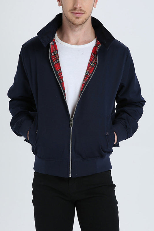 Men’s Harrington Jacket – Classic Zip-Up Casual Coat with Ribbed Cuffs
