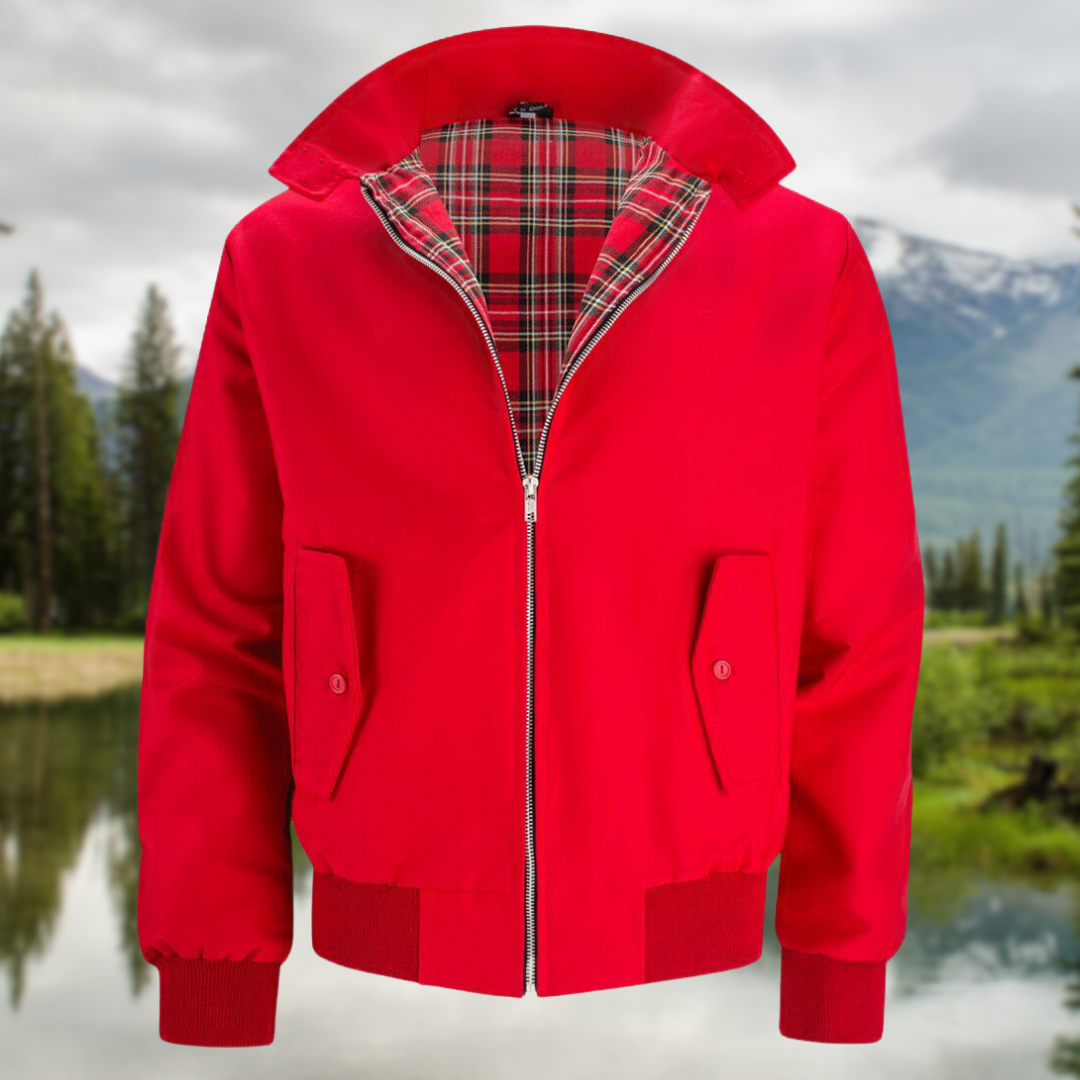 Men’s Harrington Jacket – Classic Zip-Up Casual Coat with Ribbed Cuffs