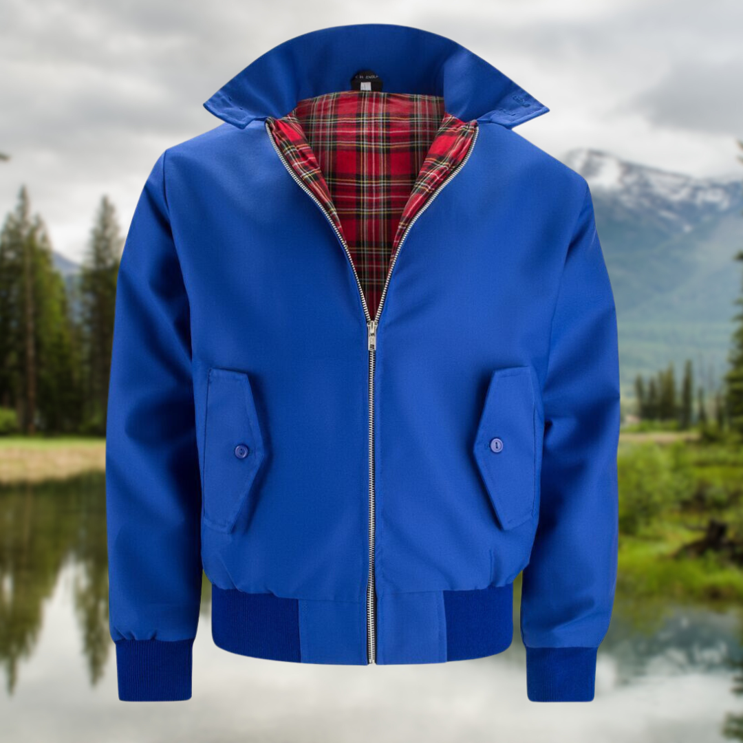 Men’s Harrington Jacket – Classic Zip-Up Casual Coat with Ribbed Cuffs
