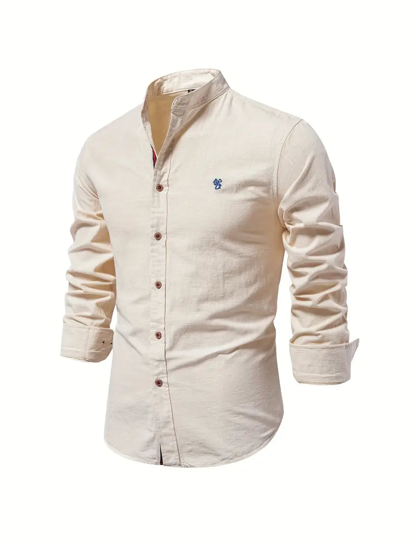 Men’s Long-Sleeve Button-Up Shirt – Lightweight Casual Spring Shirt