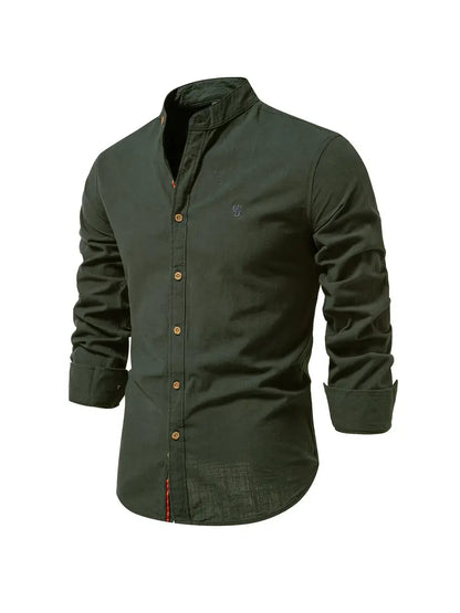 Men’s Long-Sleeve Button-Up Shirt – Lightweight Casual Spring Shirt