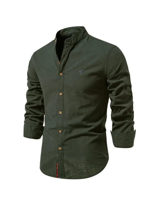 Men’s Long-Sleeve Button-Up Shirt – Lightweight Casual Spring Shirt