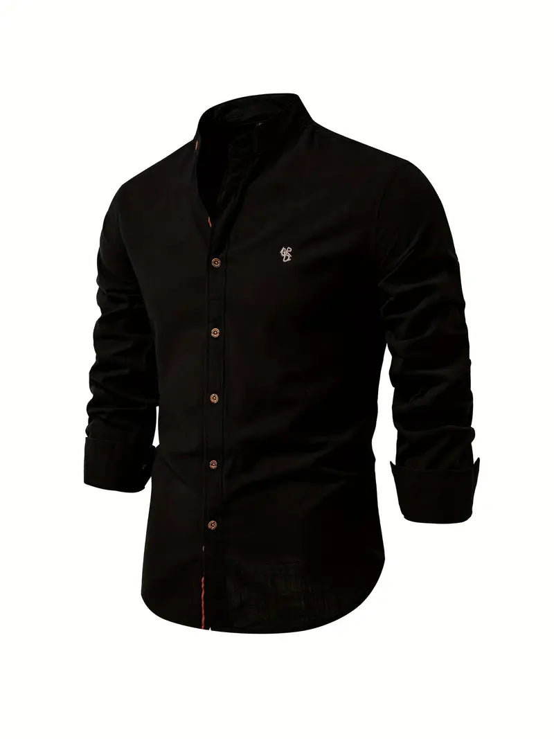 Men’s Long-Sleeve Button-Up Shirt – Lightweight Casual Spring Shirt
