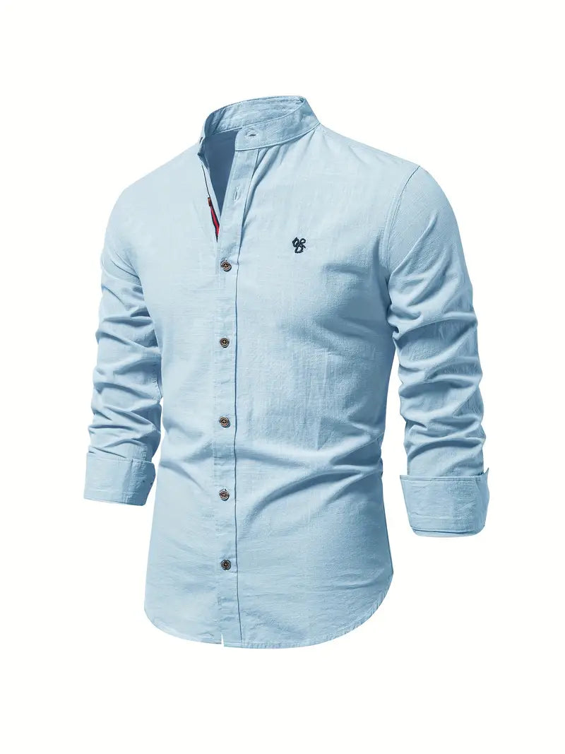 Men’s Long-Sleeve Button-Up Shirt – Lightweight Casual Spring Shirt