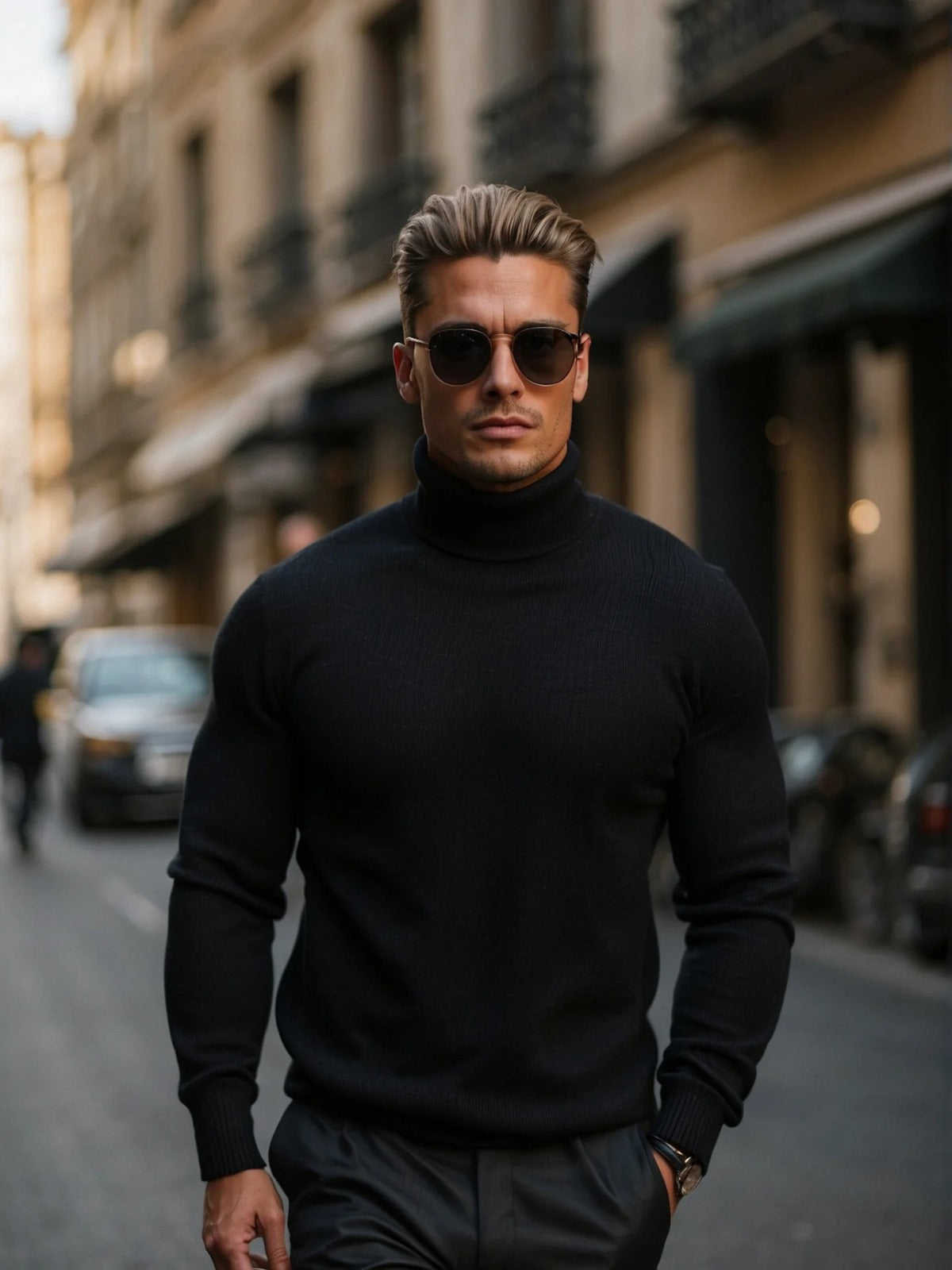 Men’s Turtleneck Sweater – Classic Knit Pullover with Long Sleeves
