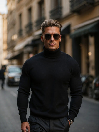 Men’s Turtleneck Sweater – Classic Knit Pullover with Long Sleeves