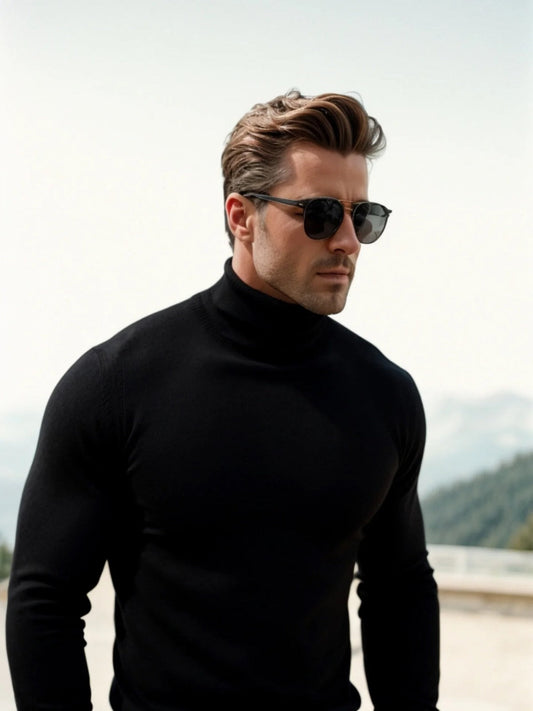 Men’s Turtleneck Sweater – Classic Knit Pullover with Long Sleeves
